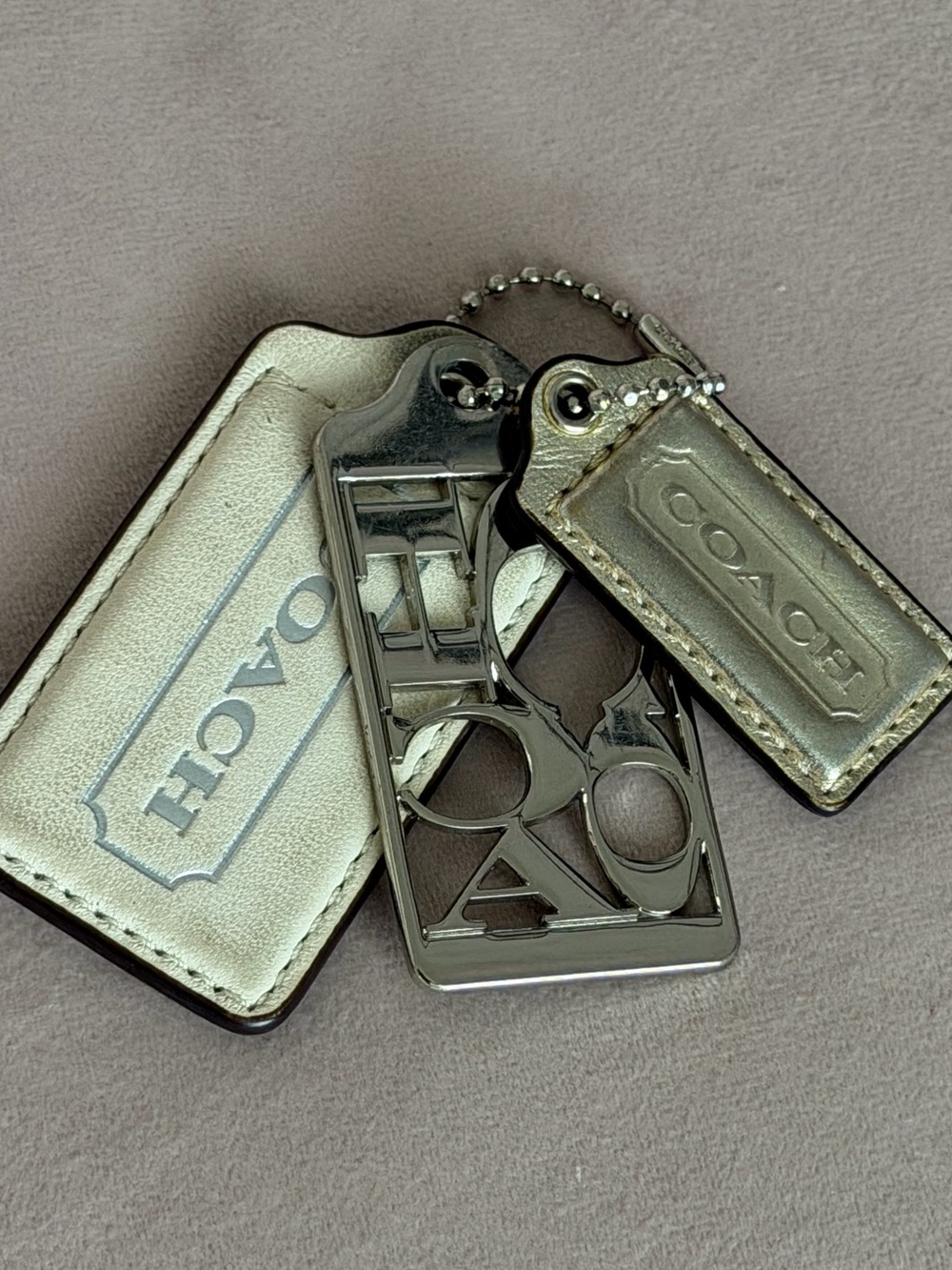 COACH Metallic Leather & Metal 70th Anniversary Hang Tag Set